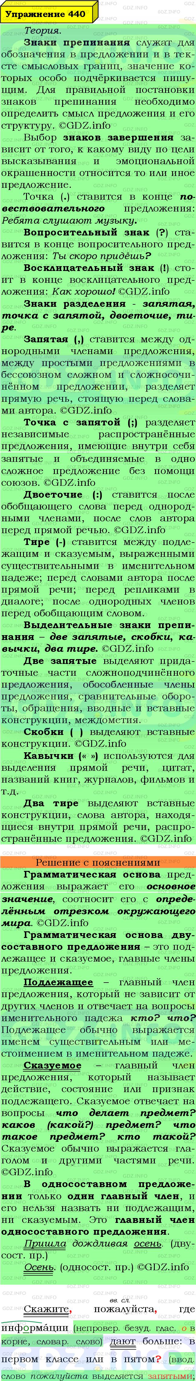 Фото подробного решения: Номер №440 из ГДЗ по Русскому языку 8 класс: Ладыженская Т.А.