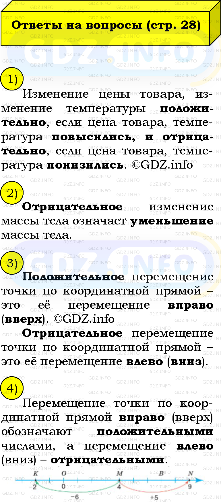 Фото решения 2: Вопросы на странице №28, Часть 2 из ГДЗ по Математике 6 класс: Виленкин Н.Я. 2024г.