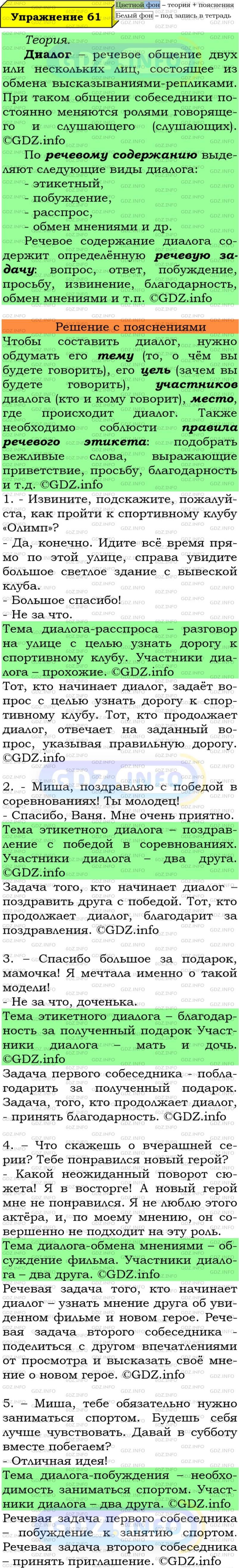 Фото решения 5: Номер №61 из ГДЗ по Русскому языку 7 класс: Ладыженская Т.А. 2019г.