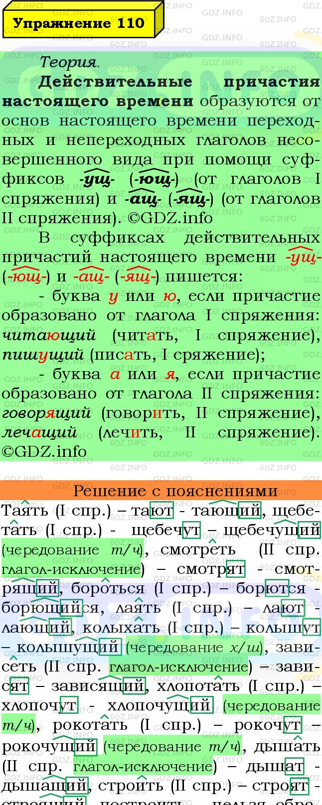 Фото подробного решения: Номер №110 из ГДЗ по Русскому языку 7 класс: Ладыженская Т.А.