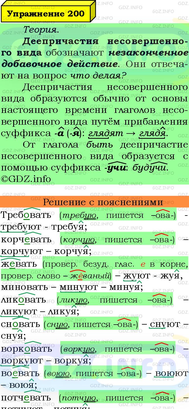 Фото подробного решения: Номер №200 из ГДЗ по Русскому языку 7 класс: Ладыженская Т.А.