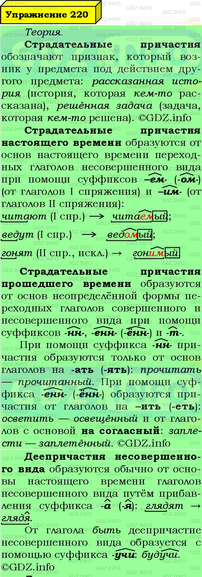 Фото подробного решения: Номер №220 из ГДЗ по Русскому языку 7 класс: Ладыженская Т.А.