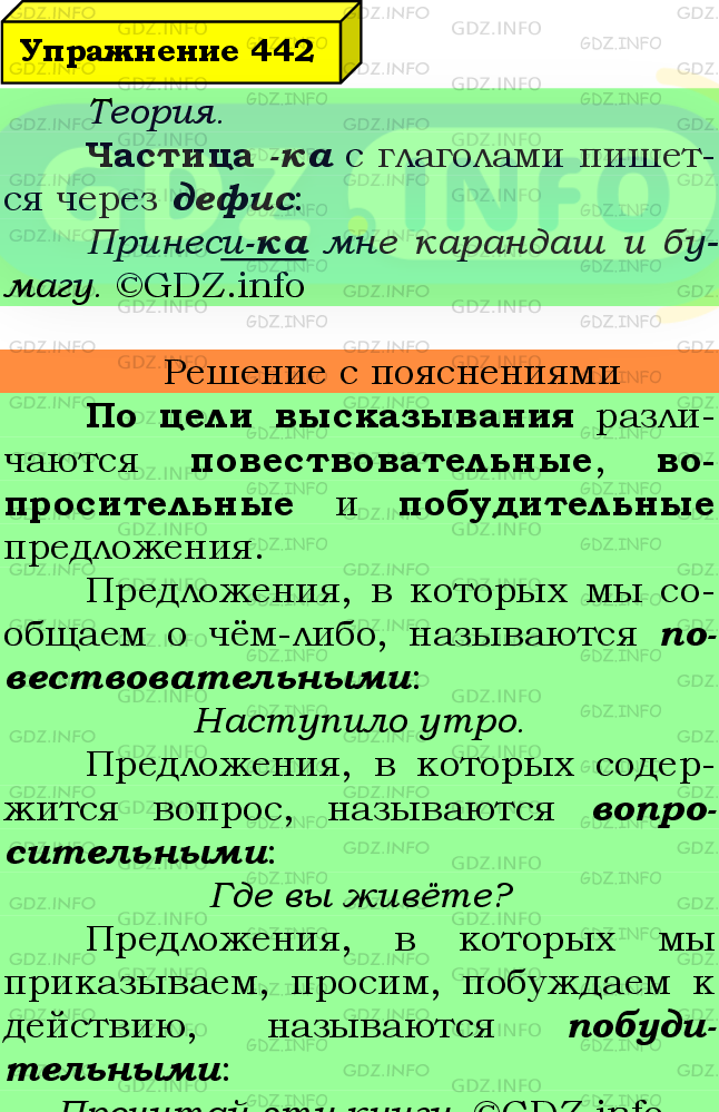 Фото подробного решения: Номер №442 из ГДЗ по Русскому языку 7 класс: Ладыженская Т.А.