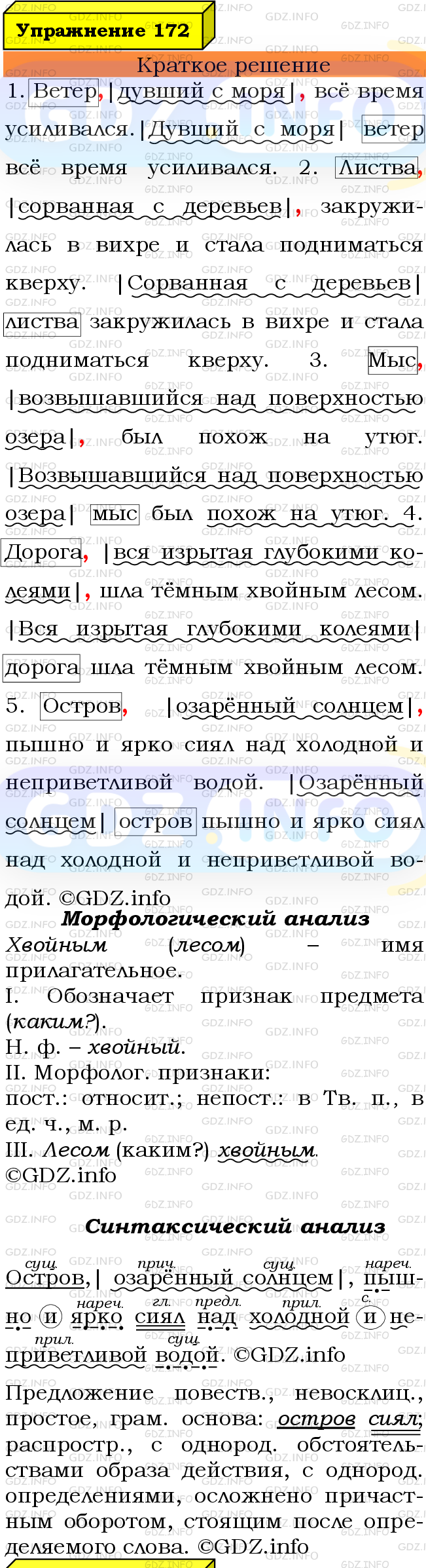 Номер №172 - ГДЗ по Русскому языку 7 класс: Ладыженская Т.А.