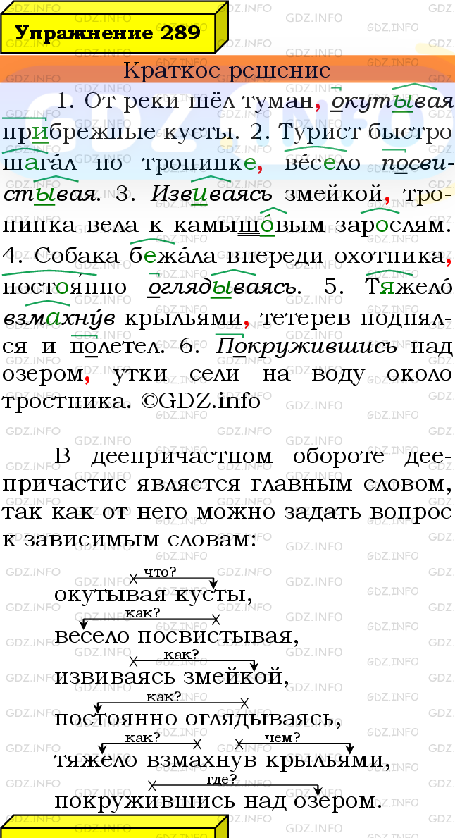 Фото решения 3: Номер №289 из ГДЗ по Русскому языку 7 класс: Ладыженская Т.А. 2024г.