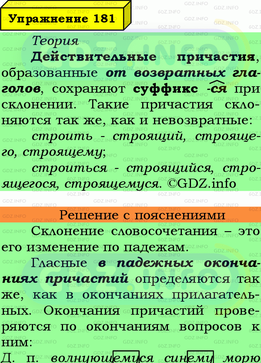 Фото подробного решения: Номер №181 из ГДЗ по Русскому языку 7 класс: Ладыженская Т.А.