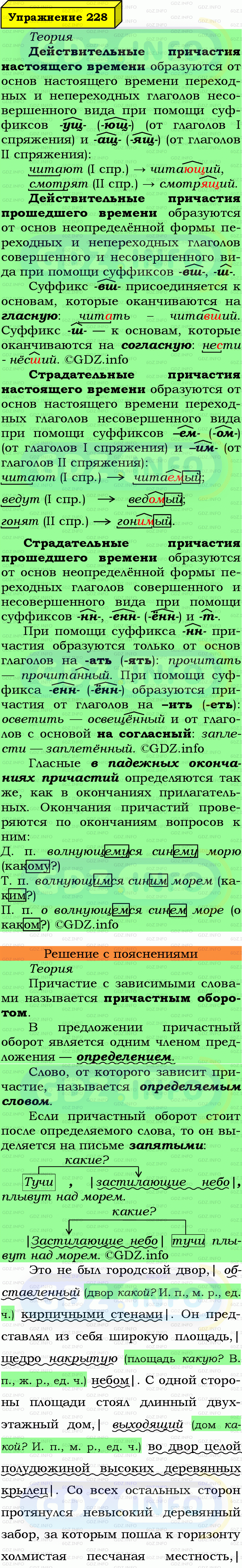 Фото подробного решения: Номер №228 из ГДЗ по Русскому языку 7 класс: Ладыженская Т.А.