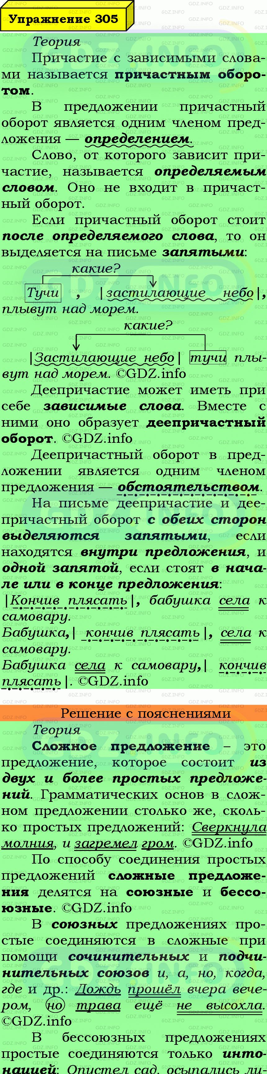 Фото подробного решения: Номер №305 из ГДЗ по Русскому языку 7 класс: Ладыженская Т.А.