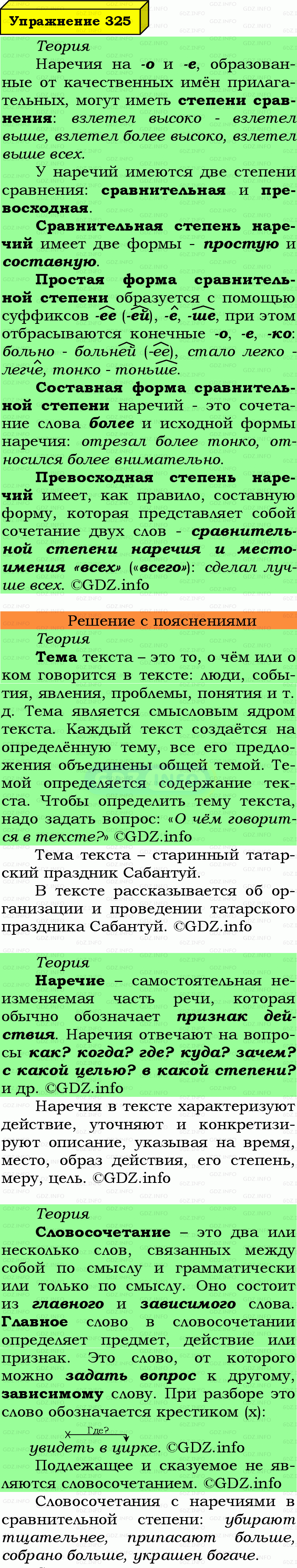 Фото подробного решения: Номер №325 из ГДЗ по Русскому языку 7 класс: Ладыженская Т.А.