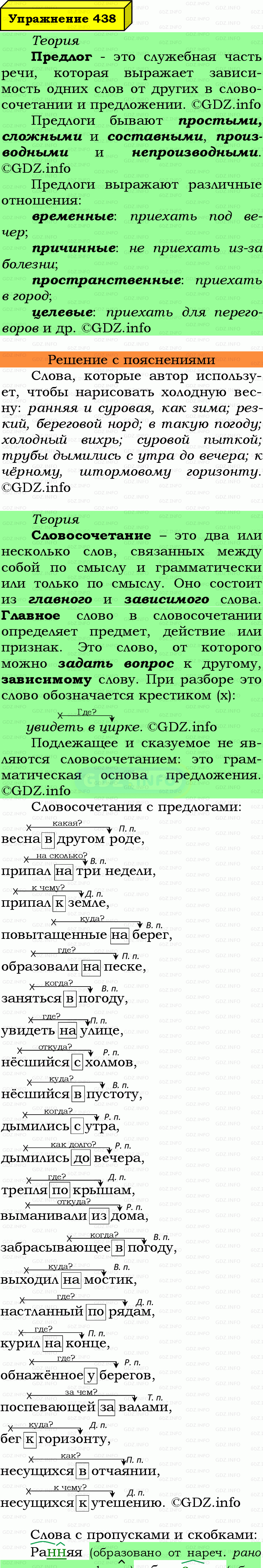 Фото подробного решения: Номер №438 из ГДЗ по Русскому языку 7 класс: Ладыженская Т.А.