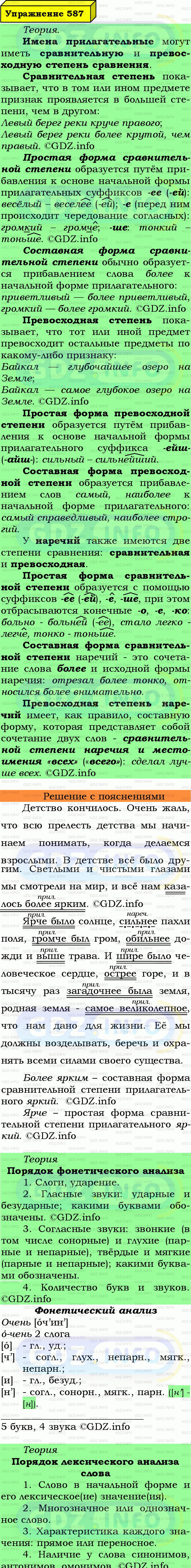 Фото подробного решения: Номер №587 из ГДЗ по Русскому языку 7 класс: Ладыженская Т.А.