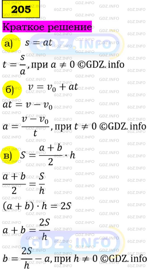 Фото решения 2: Номер задания №205 из ГДЗ по Алгебре 7 класс: Макарычев Ю.Н. г.