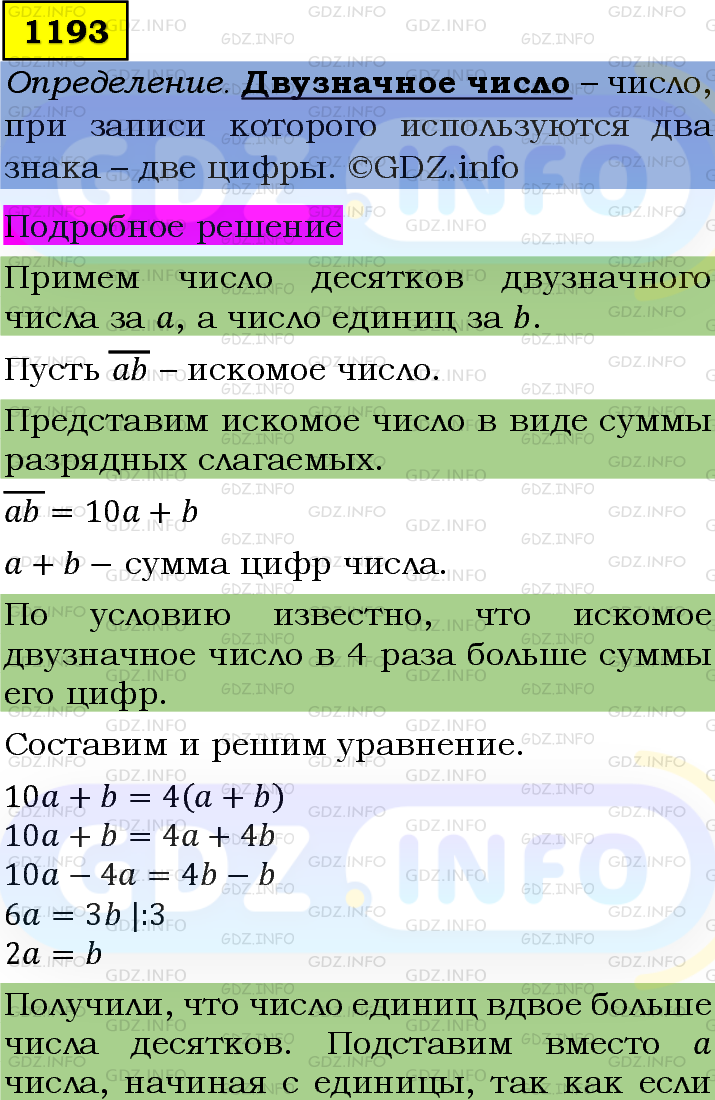 Фото подробного решения: Номер задания №1193 из ГДЗ по Алгебре 7 класс: Макарычев Ю.Н.