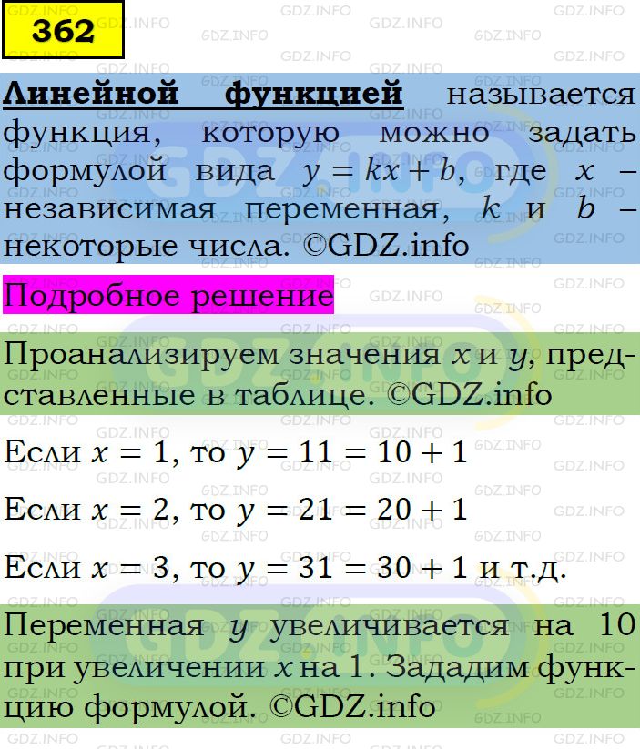 Фото подробного решения: Номер задания №362 из ГДЗ по Алгебре 7 класс: Макарычев Ю.Н.