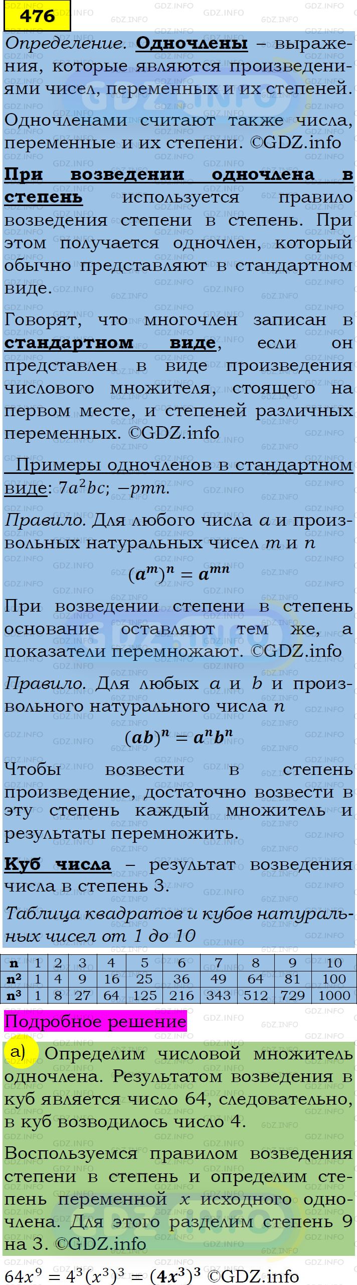 Фото подробного решения: Номер задания №476 из ГДЗ по Алгебре 7 класс: Макарычев Ю.Н.