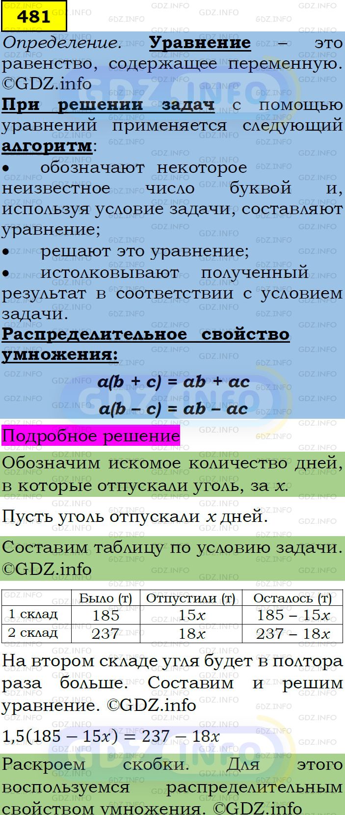 Фото подробного решения: Номер задания №481 из ГДЗ по Алгебре 7 класс: Макарычев Ю.Н.