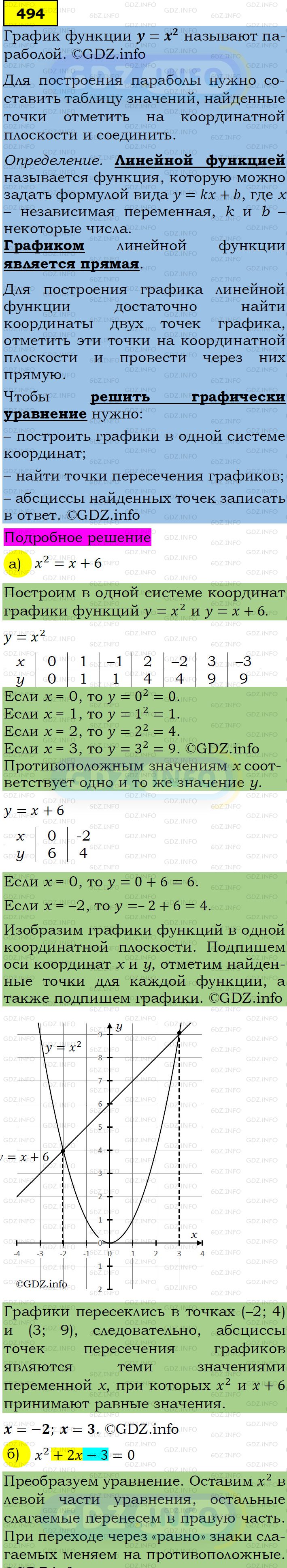Фото подробного решения: Номер задания №494 из ГДЗ по Алгебре 7 класс: Макарычев Ю.Н.