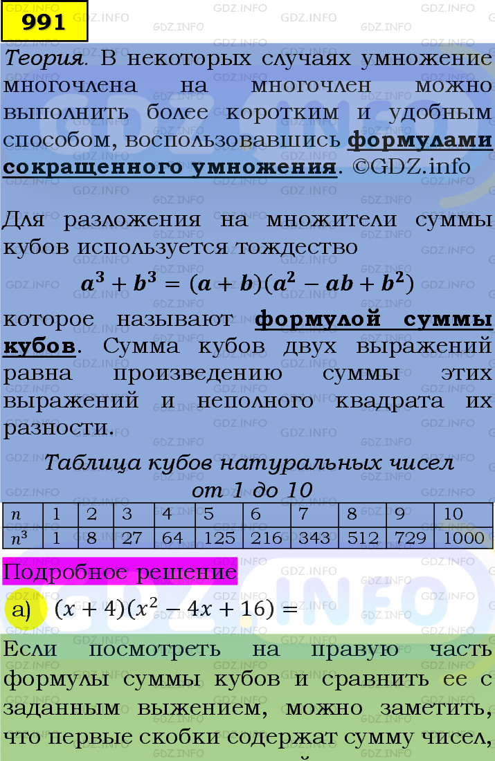 Фото подробного решения: Номер задания №991 из ГДЗ по Алгебре 7 класс: Макарычев Ю.Н.
