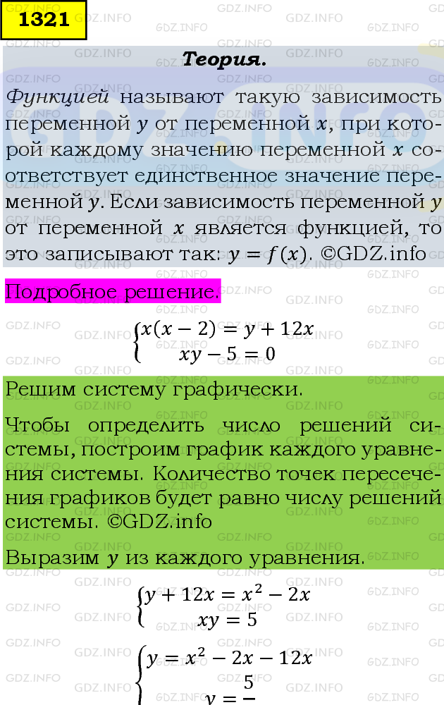 Фото подробного решения: Номер задания №1321 из ГДЗ по Алгебре 8 класс: Макарычев Ю.Н.