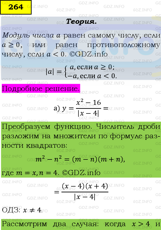Фото подробного решения: Номер задания №264 из ГДЗ по Алгебре 8 класс: Макарычев Ю.Н.