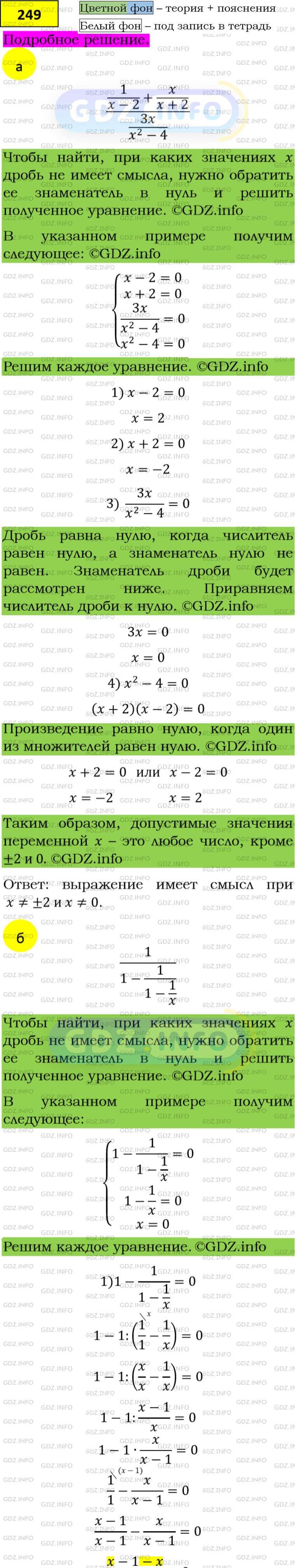 Фото подробного решения: Номер задания №249 из ГДЗ по Алгебре 8 класс: Макарычев Ю.Н.
