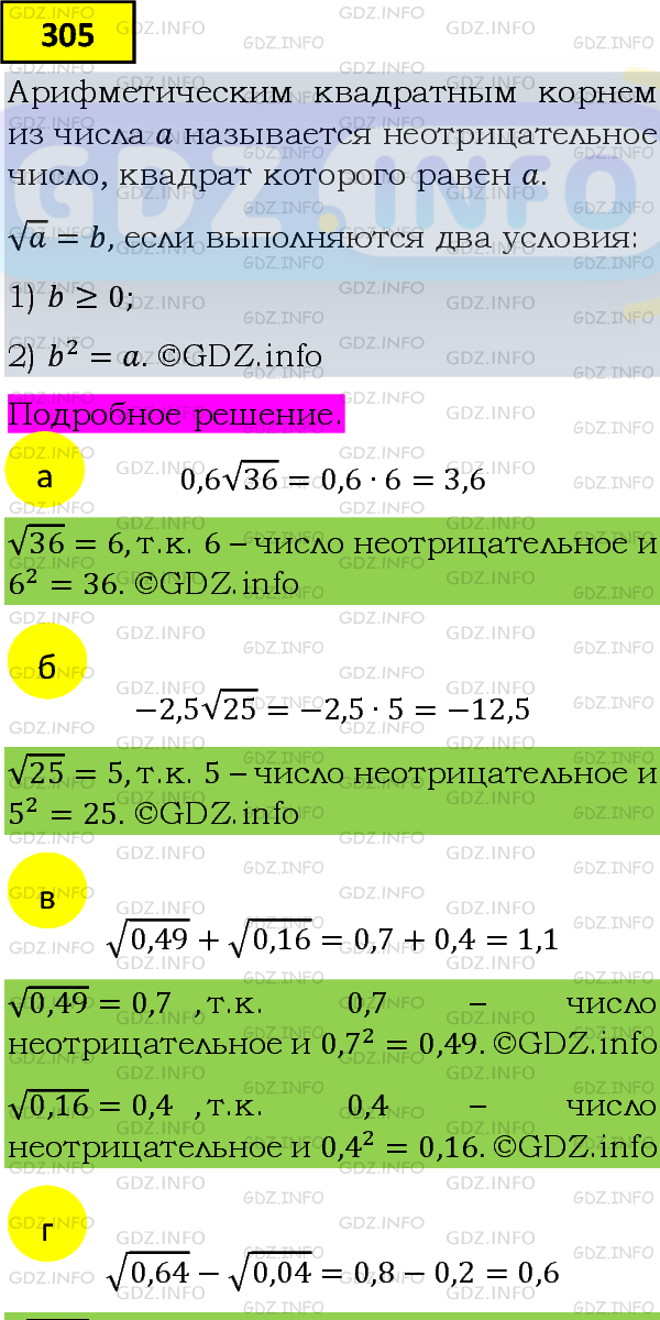 Фото подробного решения: Номер задания №305 из ГДЗ по Алгебре 8 класс: Макарычев Ю.Н.