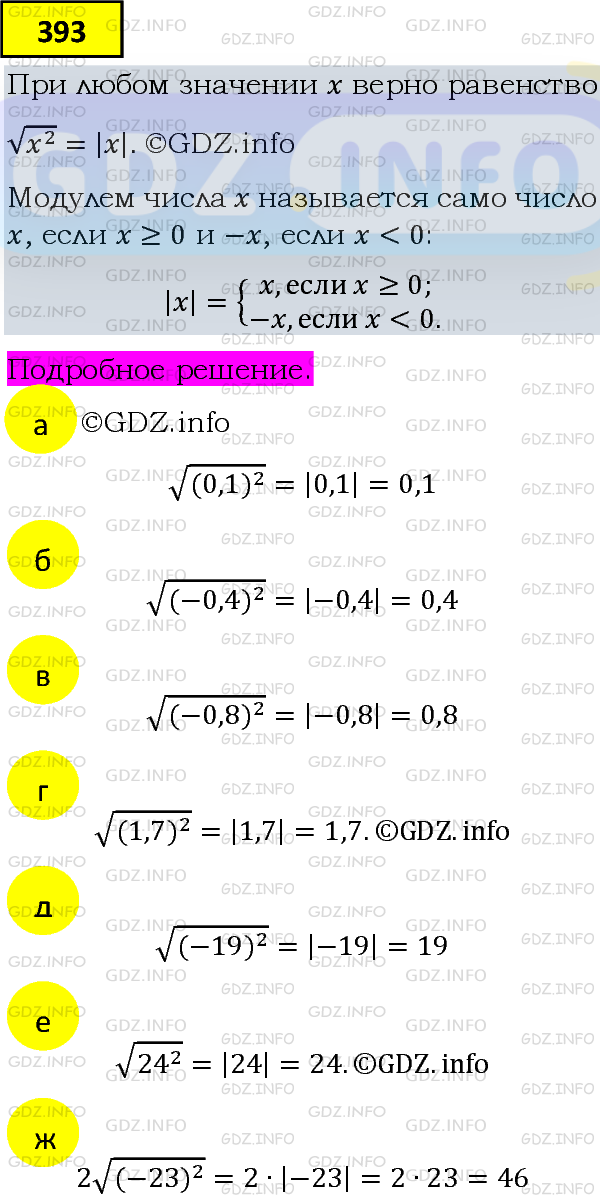 Фото подробного решения: Номер задания №393 из ГДЗ по Алгебре 8 класс: Макарычев Ю.Н.