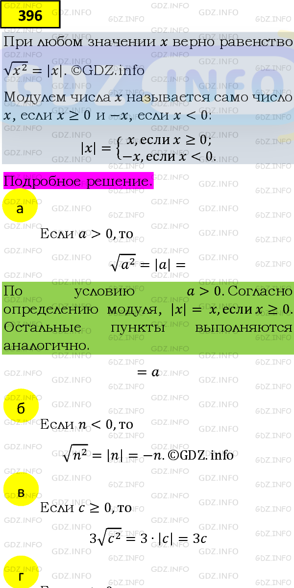 Фото подробного решения: Номер задания №396 из ГДЗ по Алгебре 8 класс: Макарычев Ю.Н.