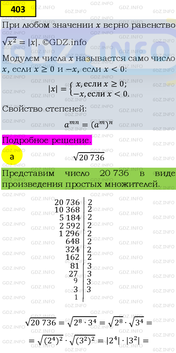 Фото подробного решения: Номер задания №403 из ГДЗ по Алгебре 8 класс: Макарычев Ю.Н.