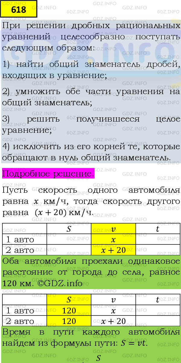 Фото подробного решения: Номер задания №618 из ГДЗ по Алгебре 8 класс: Макарычев Ю.Н.