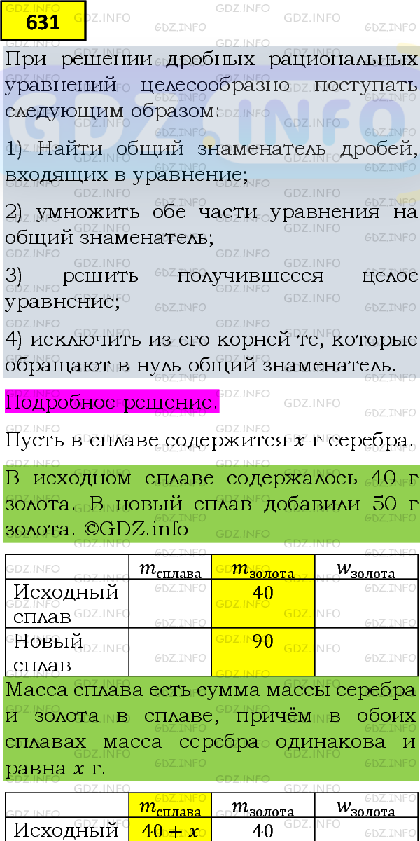 Фото подробного решения: Номер задания №631 из ГДЗ по Алгебре 8 класс: Макарычев Ю.Н.