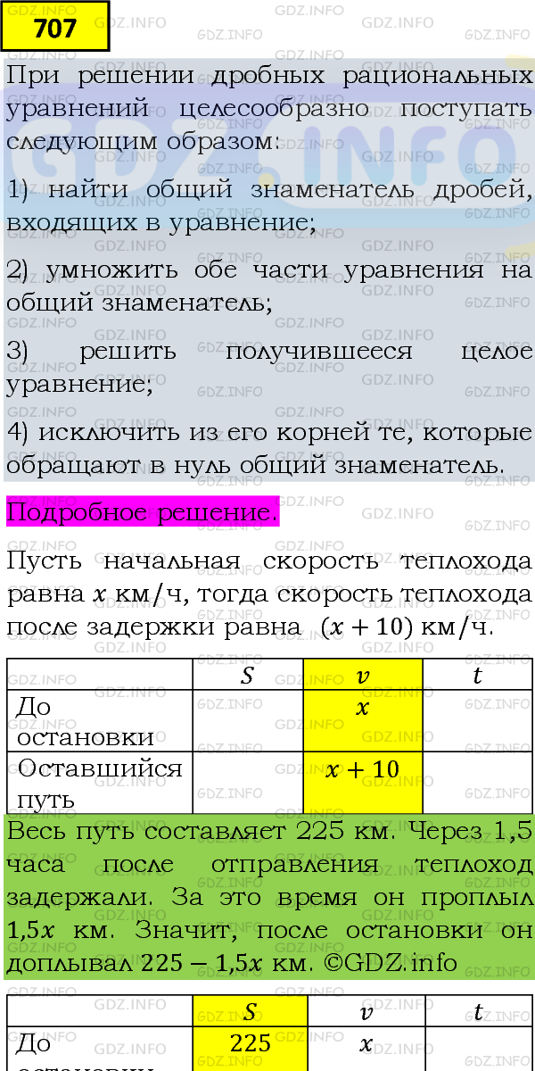 Фото подробного решения: Номер задания №707 из ГДЗ по Алгебре 8 класс: Макарычев Ю.Н.