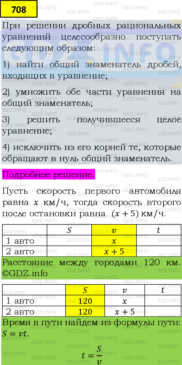 Фото подробного решения: Номер задания №708 из ГДЗ по Алгебре 8 класс: Макарычев Ю.Н.
