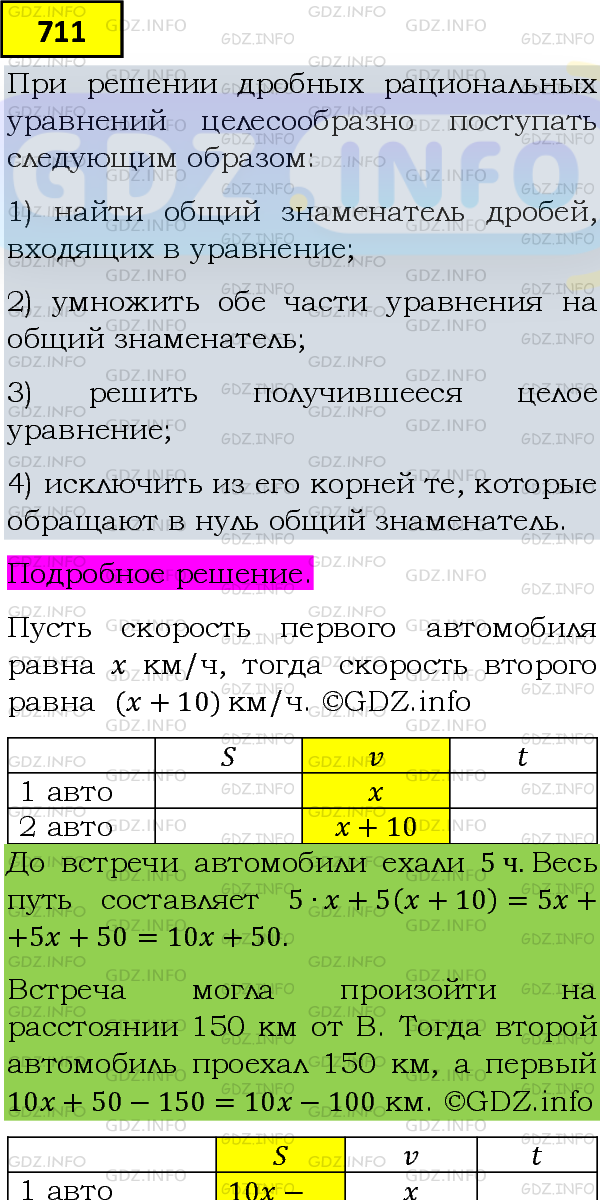 Фото подробного решения: Номер задания №711 из ГДЗ по Алгебре 8 класс: Макарычев Ю.Н.