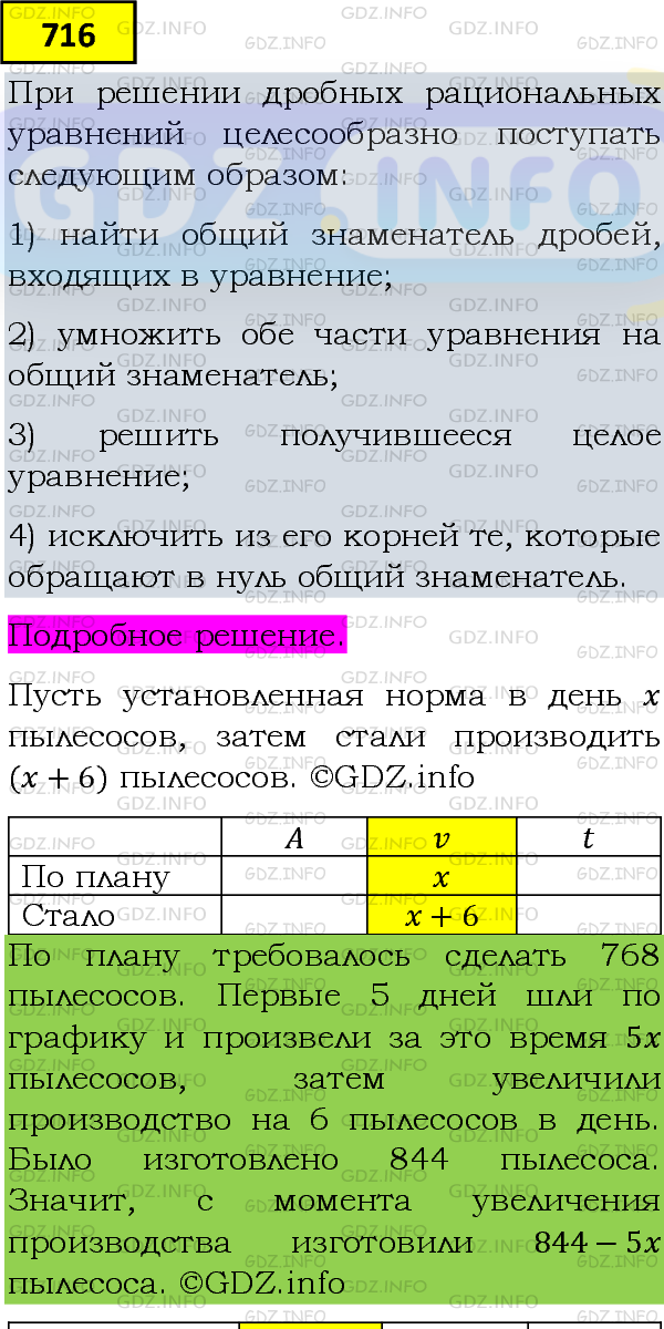 Фото подробного решения: Номер задания №716 из ГДЗ по Алгебре 8 класс: Макарычев Ю.Н.