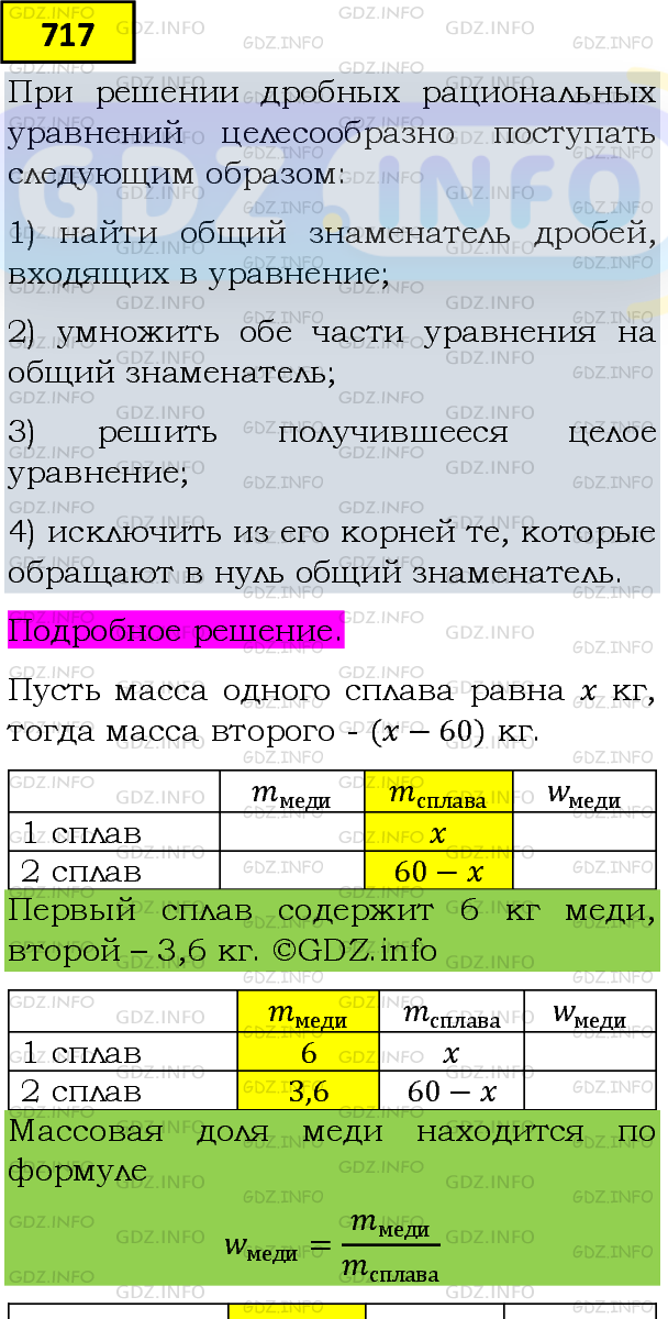 Фото подробного решения: Номер задания №717 из ГДЗ по Алгебре 8 класс: Макарычев Ю.Н.