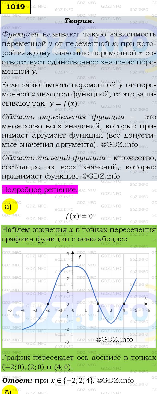 Фото подробного решения: Номер задания №1019 из ГДЗ по Алгебре 9 класс: Макарычев Ю.Н.