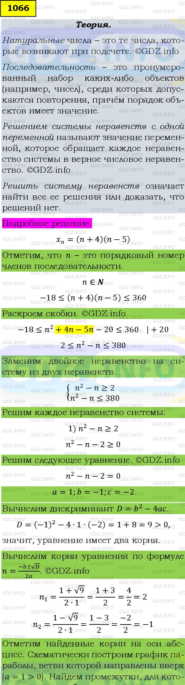 Фото подробного решения: Номер задания №1066 из ГДЗ по Алгебре 9 класс: Макарычев Ю.Н.