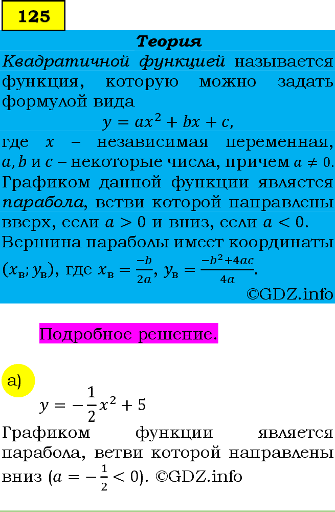 Фото подробного решения: Номер задания №125 из ГДЗ по Алгебре 9 класс: Макарычев Ю.Н.