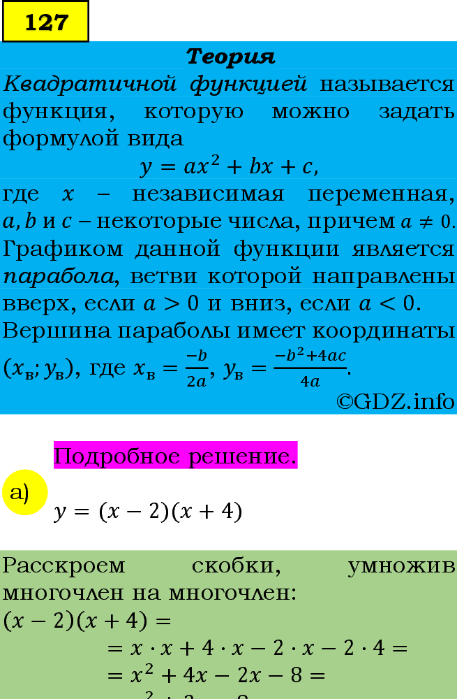 Фото подробного решения: Номер задания №127 из ГДЗ по Алгебре 9 класс: Макарычев Ю.Н.