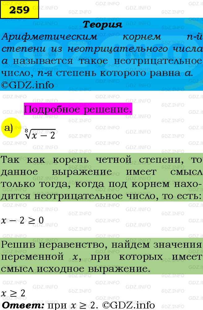 Фото подробного решения: Номер задания №259 из ГДЗ по Алгебре 9 класс: Макарычев Ю.Н.