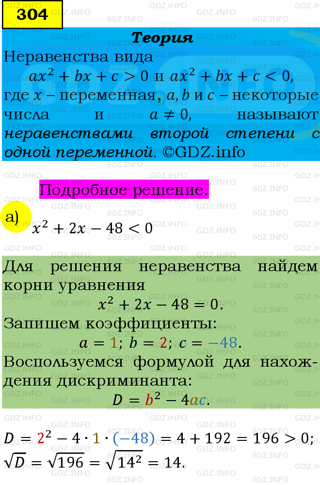 Фото подробного решения: Номер задания №304 из ГДЗ по Алгебре 9 класс: Макарычев Ю.Н.