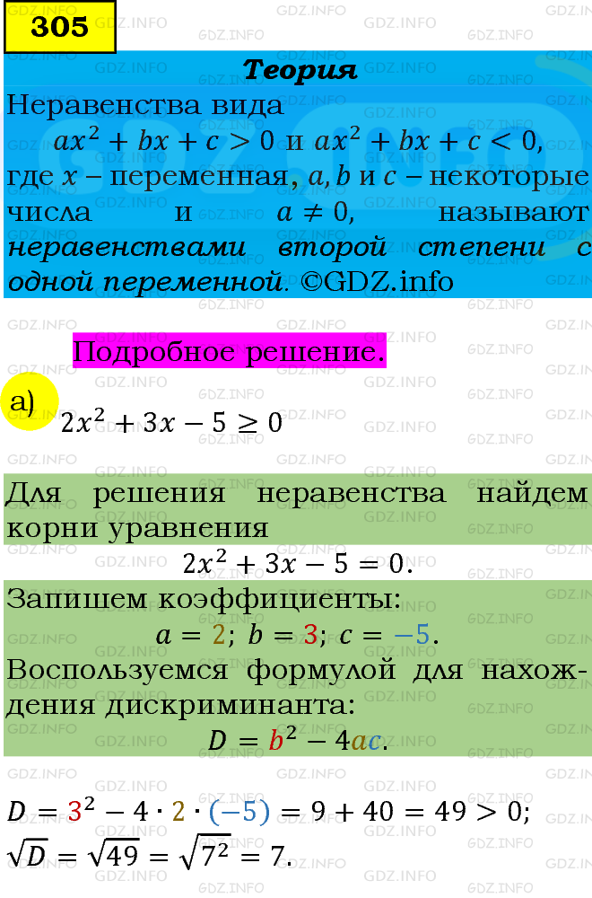 Фото подробного решения: Номер задания №305 из ГДЗ по Алгебре 9 класс: Макарычев Ю.Н.