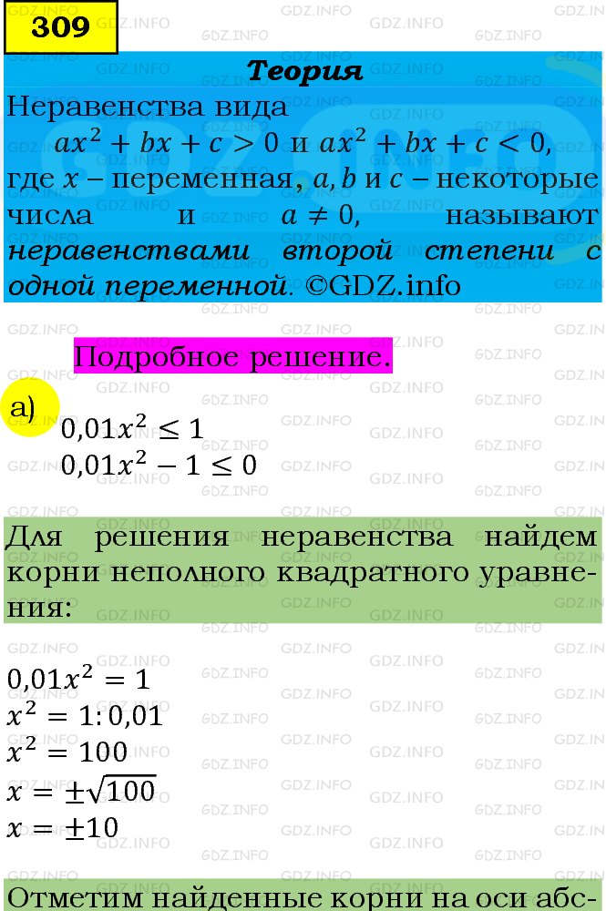 Фото подробного решения: Номер задания №309 из ГДЗ по Алгебре 9 класс: Макарычев Ю.Н.