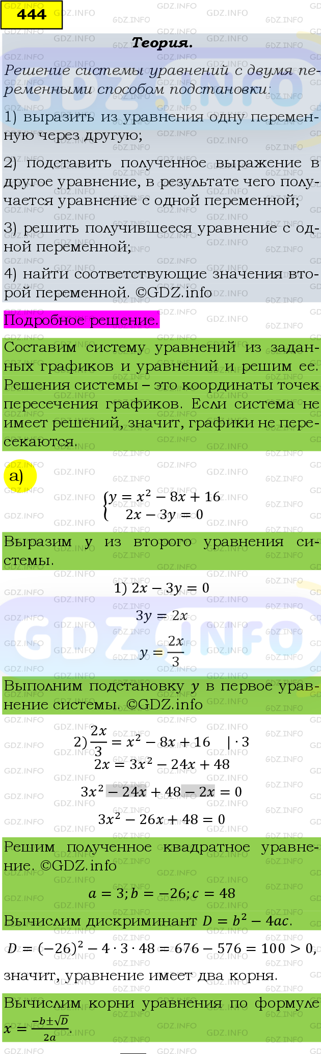 Фото подробного решения: Номер задания №444 из ГДЗ по Алгебре 9 класс: Макарычев Ю.Н.