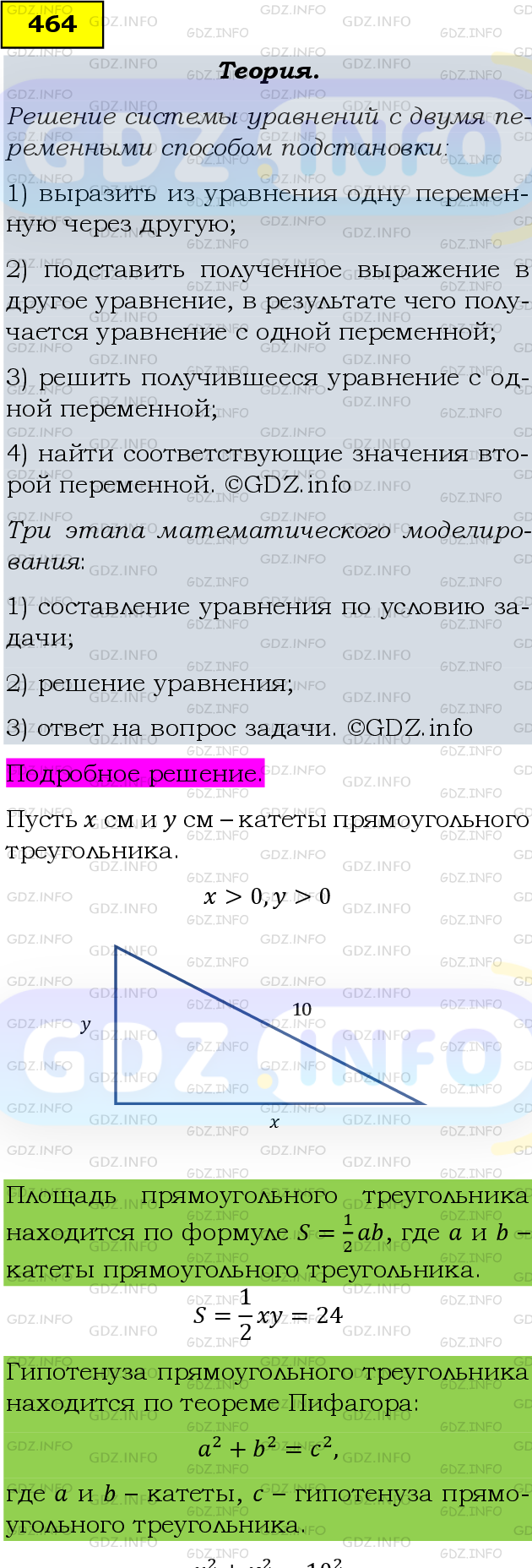 Фото подробного решения: Номер задания №464 из ГДЗ по Алгебре 9 класс: Макарычев Ю.Н.