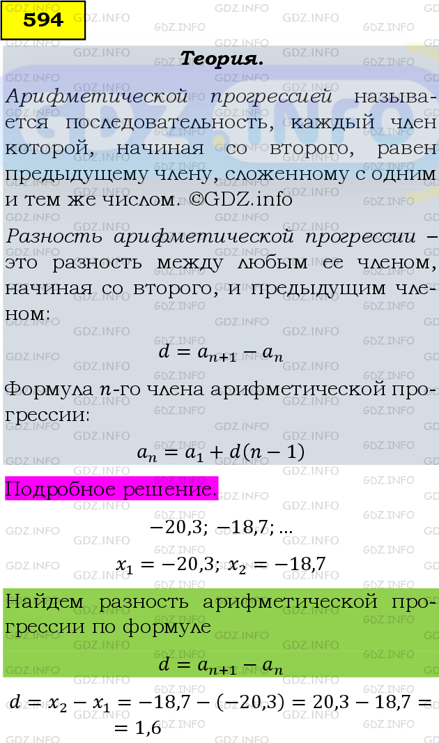 Фото подробного решения: Номер задания №594 из ГДЗ по Алгебре 9 класс: Макарычев Ю.Н.