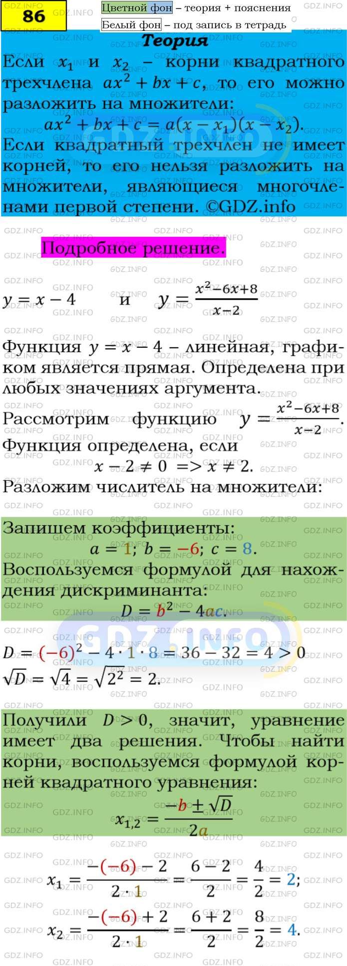 Фото подробного решения: Номер задания №86 из ГДЗ по Алгебре 9 класс: Макарычев Ю.Н.