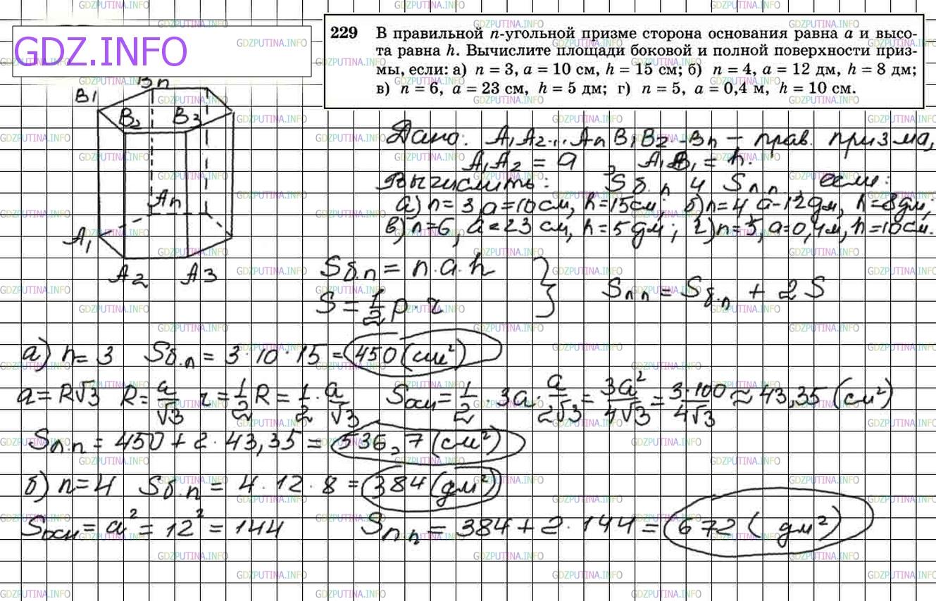 Номер №229 - ГДЗ по Геометрии 10-11 класс: Атанасян Л.С.