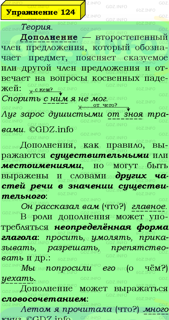 Фото подробного решения: Номер №124 из ГДЗ по Русскому языку 8 класс: Ладыженская Т.А.